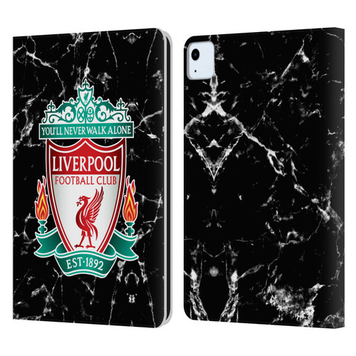 Liverpool Football Club Marble Black Crest Leather Book Wallet Case Cover For Apple iPad Air 11 2020/2022/2024
