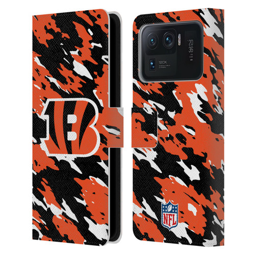 NFL Cincinnati Bengals Logo Camou Leather Book Wallet Case Cover For Xiaomi Mi 11 Ultra