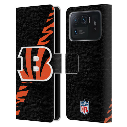 NFL Cincinnati Bengals Logo Stripes Leather Book Wallet Case Cover For Xiaomi Mi 11 Ultra
