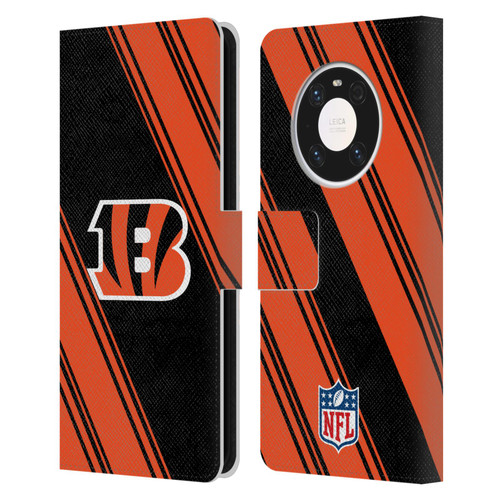 NFL Cincinnati Bengals Artwork Stripes Leather Book Wallet Case Cover For Huawei Mate 40 Pro 5G