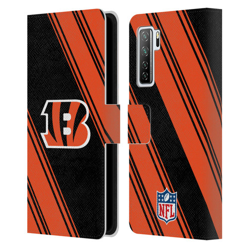 NFL Cincinnati Bengals Artwork Stripes Leather Book Wallet Case Cover For Huawei Nova 7 SE/P40 Lite 5G