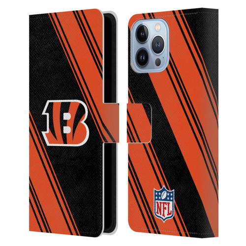 NFL Cincinnati Bengals Artwork Stripes Leather Book Wallet Case Cover For Apple iPhone 13 Pro Max