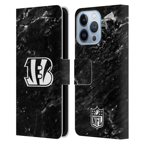 NFL Cincinnati Bengals Artwork Marble Leather Book Wallet Case Cover For Apple iPhone 13 Pro