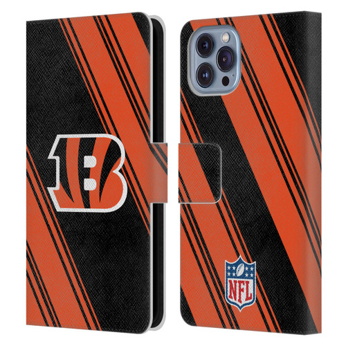 NFL Cincinnati Bengals Artwork Stripes Leather Book Wallet Case Cover For Apple iPhone 14