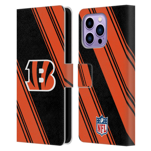 NFL Cincinnati Bengals Artwork Stripes Leather Book Wallet Case Cover For Apple iPhone 14 Pro Max