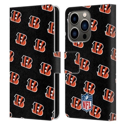 NFL Cincinnati Bengals Artwork Patterns Leather Book Wallet Case Cover For Apple iPhone 14 Pro