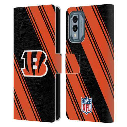 NFL Cincinnati Bengals Artwork Stripes Leather Book Wallet Case Cover For Nokia X30
