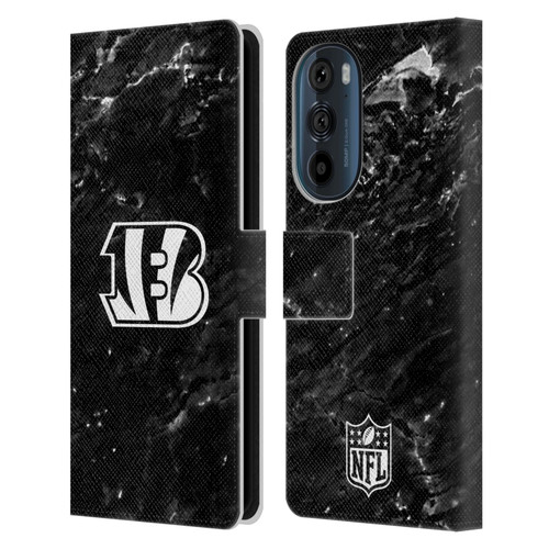 NFL Cincinnati Bengals Artwork Marble Leather Book Wallet Case Cover For Motorola Edge 30