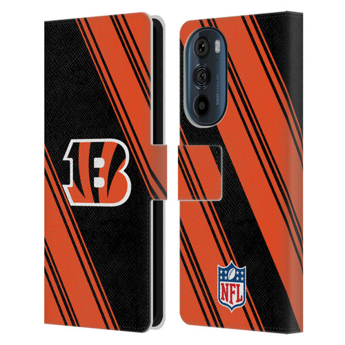 NFL Cincinnati Bengals Artwork Stripes Leather Book Wallet Case Cover For Motorola Edge 30