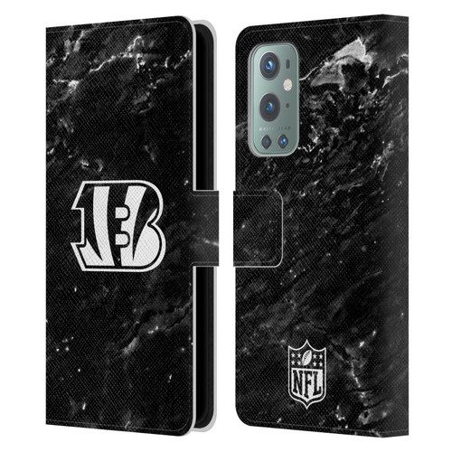 NFL Cincinnati Bengals Artwork Marble Leather Book Wallet Case Cover For OnePlus 9