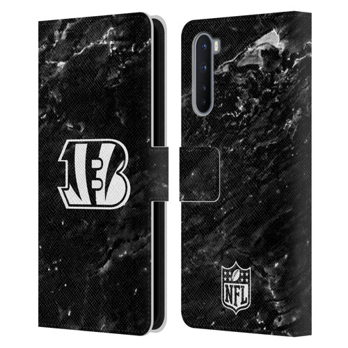NFL Cincinnati Bengals Artwork Marble Leather Book Wallet Case Cover For OnePlus Nord 5G