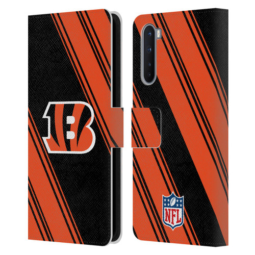 NFL Cincinnati Bengals Artwork Stripes Leather Book Wallet Case Cover For OnePlus Nord 5G