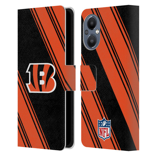 NFL Cincinnati Bengals Artwork Stripes Leather Book Wallet Case Cover For OnePlus Nord N20 5G