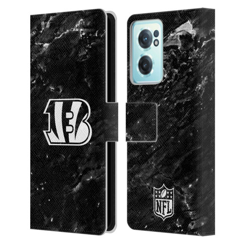 NFL Cincinnati Bengals Artwork Marble Leather Book Wallet Case Cover For OnePlus Nord CE 2 5G