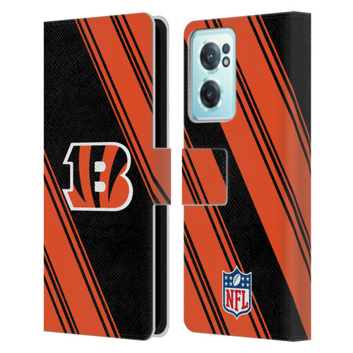 NFL Cincinnati Bengals Artwork Stripes Leather Book Wallet Case Cover For OnePlus Nord CE 2 5G