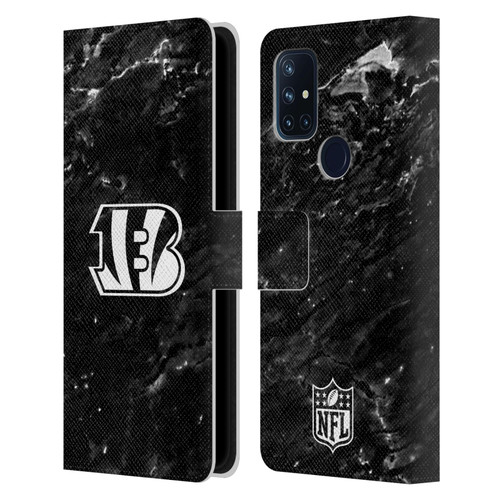 NFL Cincinnati Bengals Artwork Marble Leather Book Wallet Case Cover For OnePlus Nord N10 5G