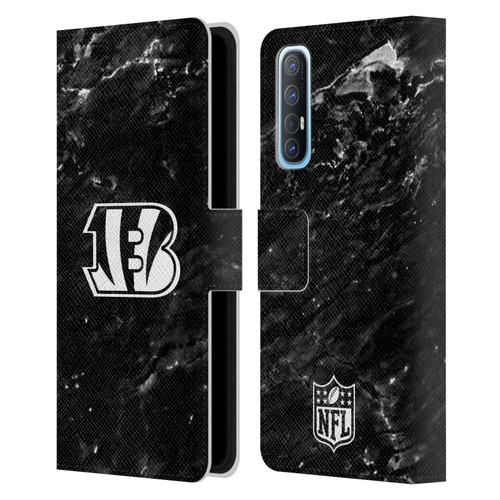 NFL Cincinnati Bengals Artwork Marble Leather Book Wallet Case Cover For OPPO Find X2 Neo 5G