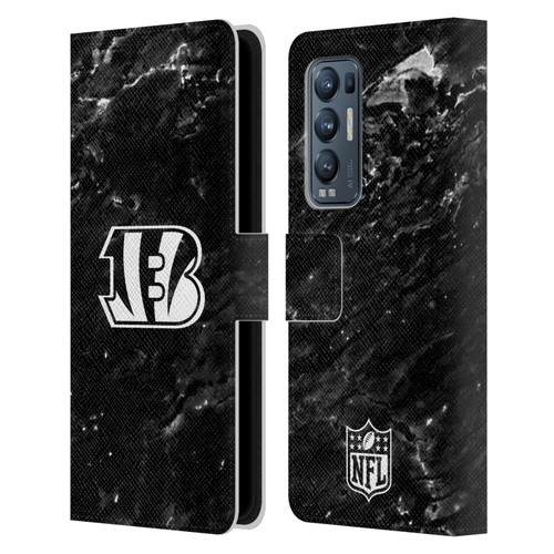 NFL Cincinnati Bengals Artwork Marble Leather Book Wallet Case Cover For OPPO Find X3 Neo / Reno5 Pro+ 5G