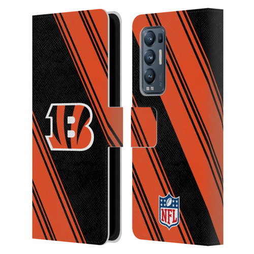 NFL Cincinnati Bengals Artwork Stripes Leather Book Wallet Case Cover For OPPO Find X3 Neo / Reno5 Pro+ 5G