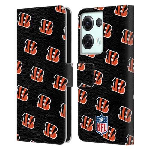 NFL Cincinnati Bengals Artwork Patterns Leather Book Wallet Case Cover For OPPO Reno8 Pro