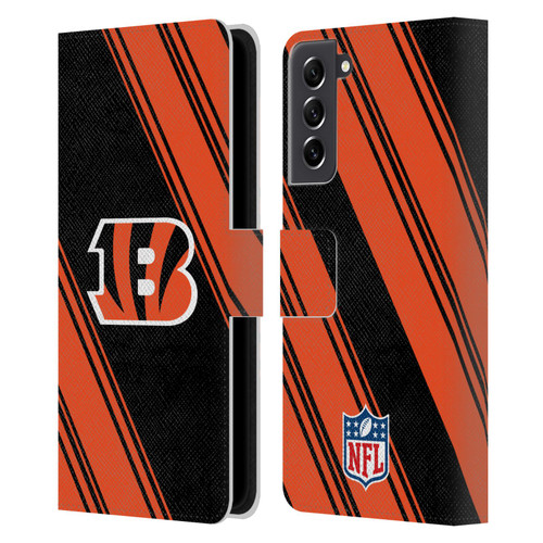 NFL Cincinnati Bengals Artwork Stripes Leather Book Wallet Case Cover For Samsung Galaxy S21 FE 5G