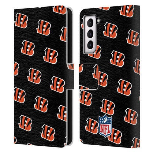 NFL Cincinnati Bengals Artwork Patterns Leather Book Wallet Case Cover For Samsung Galaxy S21 5G