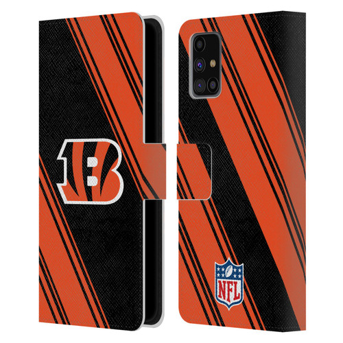 NFL Cincinnati Bengals Artwork Stripes Leather Book Wallet Case Cover For Samsung Galaxy M31s (2020)