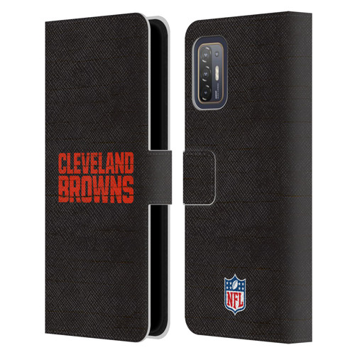 NFL Cleveland Browns Logo Distressed Look Leather Book Wallet Case Cover For HTC Desire 21 Pro 5G