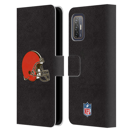 NFL Cleveland Browns Logo Plain Leather Book Wallet Case Cover For HTC Desire 21 Pro 5G