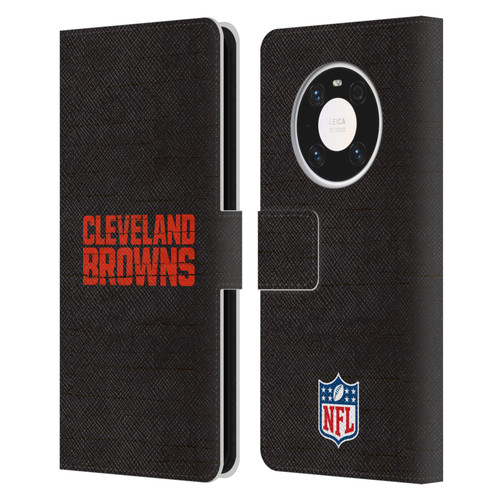 NFL Cleveland Browns Logo Distressed Look Leather Book Wallet Case Cover For Huawei Mate 40 Pro 5G