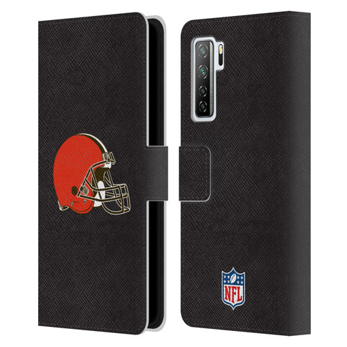 NFL Cleveland Browns Logo Plain Leather Book Wallet Case Cover For Huawei Nova 7 SE/P40 Lite 5G