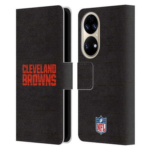 NFL Cleveland Browns Logo Distressed Look Leather Book Wallet Case Cover For Huawei P50
