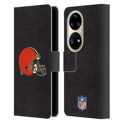 NFL Cleveland Browns Logo Plain Leather Book Wallet Case Cover For Huawei P50 Pro
