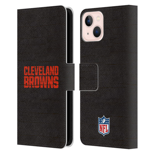 NFL Cleveland Browns Logo Distressed Look Leather Book Wallet Case Cover For Apple iPhone 13