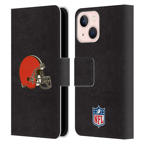 NFL Cleveland Browns Logo Plain Leather Book Wallet Case Cover For Apple iPhone 13 Mini