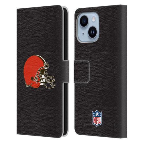 NFL Cleveland Browns Logo Plain Leather Book Wallet Case Cover For Apple iPhone 14 Plus