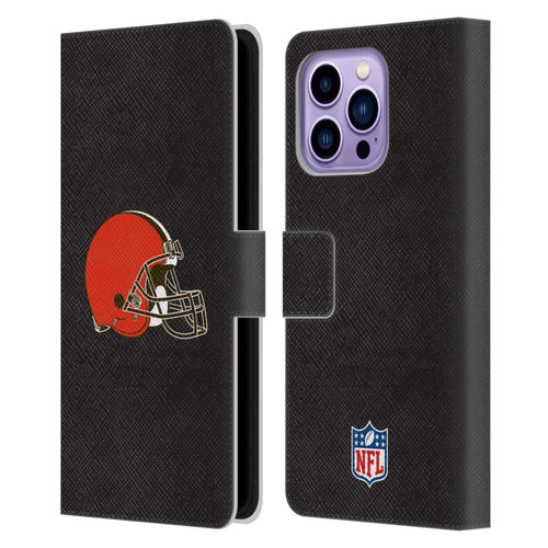 NFL Cleveland Browns Logo Plain Leather Book Wallet Case Cover For Apple iPhone 14 Pro Max