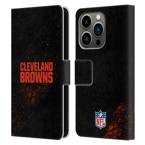 NFL Cleveland Browns Logo Blur Leather Book Wallet Case Cover For Apple iPhone 14 Pro