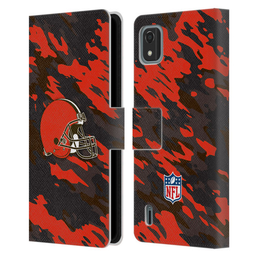 NFL Cleveland Browns Logo Camou Leather Book Wallet Case Cover For Nokia C2 2nd Edition