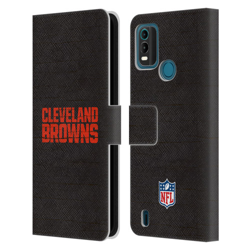 NFL Cleveland Browns Logo Distressed Look Leather Book Wallet Case Cover For Nokia G11 Plus