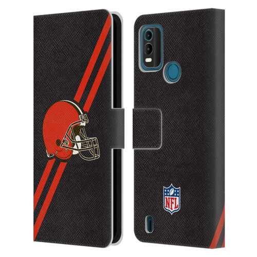 NFL Cleveland Browns Logo Stripes Leather Book Wallet Case Cover For Nokia G11 Plus