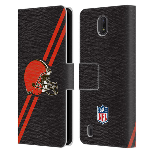 NFL Cleveland Browns Logo Stripes Leather Book Wallet Case Cover For Nokia C01 Plus/C1 2nd Edition
