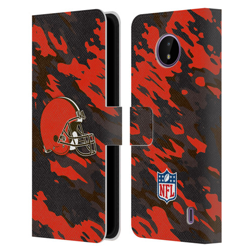 NFL Cleveland Browns Logo Camou Leather Book Wallet Case Cover For Nokia C10 / C20