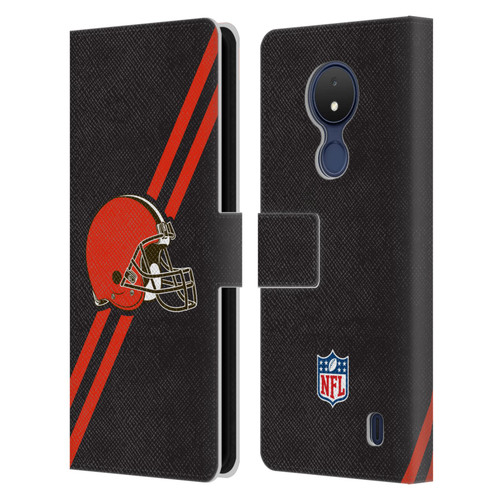 NFL Cleveland Browns Logo Stripes Leather Book Wallet Case Cover For Nokia C21