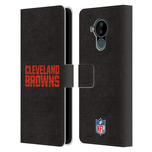 NFL Cleveland Browns Logo Distressed Look Leather Book Wallet Case Cover For Nokia C30