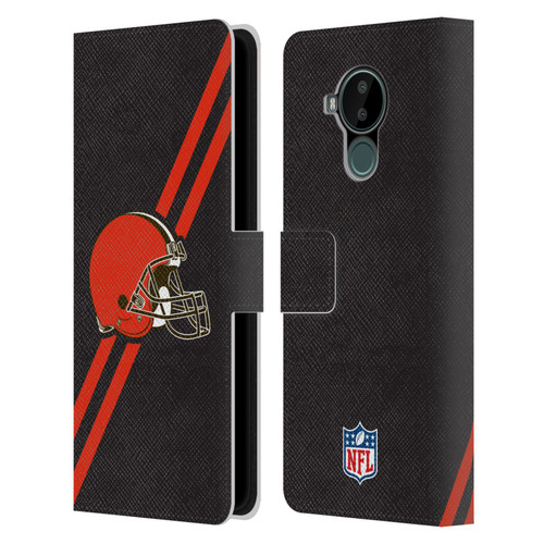 NFL Cleveland Browns Logo Stripes Leather Book Wallet Case Cover For Nokia C30
