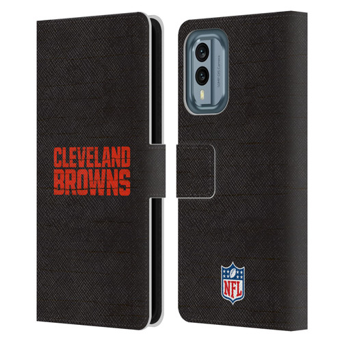 NFL Cleveland Browns Logo Distressed Look Leather Book Wallet Case Cover For Nokia X30