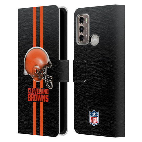 NFL Cleveland Browns Logo Helmet Leather Book Wallet Case Cover For Motorola Moto G60 / Moto G40 Fusion