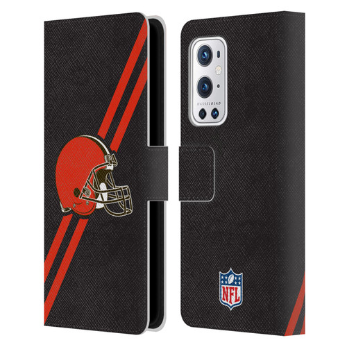 NFL Cleveland Browns Logo Stripes Leather Book Wallet Case Cover For OnePlus 9 Pro