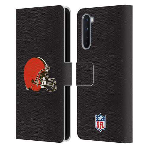 NFL Cleveland Browns Logo Plain Leather Book Wallet Case Cover For OnePlus Nord 5G